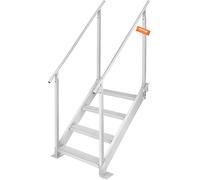 VEVOR Échelle de Quai de Bateau Ponton Hauteur Réglable 75-96 cm 4 Marches en Alliage Aluminium Grande Capacité de Charge 226 kg avec Double Mains Courantes pour Embarquement sur Bateaux, Piscines