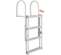 VEVOR Échelle de Quai Rétractable 4 Marches, Capacité de Charge 158,7 kg, Échelle de Bateau Ponton Alliage d'Aluminium Hauteur Réglable 1400-1705 mm Marche 101 mm pour Embarquement Bateau Piscine