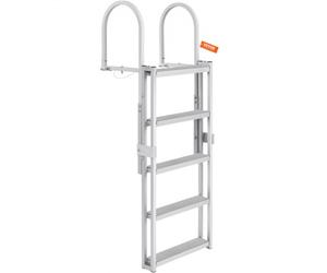 VEVOR Échelle de quai rétractable 5 marches, capacité de charge 350 lb 158 kg, échelle de bateau ponton alliage d'aluminium hauteur réglable 1700-2005 mm marche 101 mm pour embarquement bateau piscine
