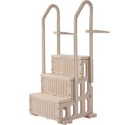 VEVOR Escalier de Piscine en Plastique avec 2 Rampes, 3 Marches Antidérapantes, Capacité de Charge 181,4 kg, pour Piscines Creusées Hors Sol 91,4-122 cm, Terrasse, Maison, Intérieur, Extérieur, Taupe