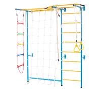 VEVOR Échelle murale suédoise pour enfants, 7 en 1, jeux d'escalade d'intérieur en acier au carbone, charge de 99,8 kg, avec échelle murale, barre de traction, échelle de corde, anneaux de gymnastique