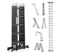 VEVOR Échelle Pliante Polyvalente 7 en 1 Escabeau Télescopique Réglable avec Barre Équilibre, Hauteur de Portée 5,8 m, Charge 150 kg, Échelle Multifonction Cadre A 5 Marches, pour Extérieur Intérieur