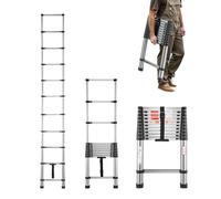 VEVOR Échelle Télescopique, 3140 mm, Escabeau Extensible en Acier Inoxydable, Capacité de Charge 170 kg, Échelle Portable Légère à Rétraction Multi-Boutons, pour Réparation de Maison, Camping-Car