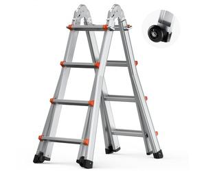 VEVOR Échelle télescopique à cadre en A, échelle extensible compacte en aluminium, 4000 mm, échelle de camping-car pliable portable multifonction pour devoirs, toit intérieur et extérieur, 149,7 kg