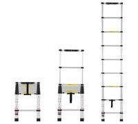 VEVOR Échelle Télescopique Aluminium, 2,6 m, Escabeau Extensible Capacité 170 kg, avec Pieds Antidérapants, Échelle Compacte Portable Pliable Rétraction à Un Bouton, pour Réparation Maison Camping-car