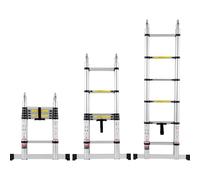 Échelle Télescopique Aluminium-VEVOR-3,8 m-Escabeau Extensible Capacité 170 kg-avec Barre Stabilisatrice