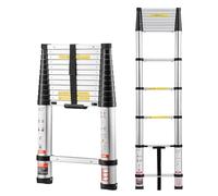 VEVOR Échelle Télescopique Aluminium 3,8 m Pliable Multifonctionnelle Rétraction à Un Bouton Capacité de Charge 150 kg Pieds Antidérapants Échelle pour Maison, Travaux Extérieurs, Grenier, Réparation