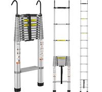 VEVOR Échelle Télescopique Aluminium 4, m Escabeau Extensible Capacité 190 kg avec Pieds Antidérapants Échelle Compacte Portable Polyvalente Rétraction Stable pour Réparation, Maison, Camping-car