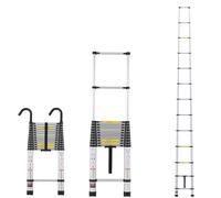 VEVOR Échelle Télescopique Aluminium, 5 m, Escabeau Extensible Capacité 170 kg, avec Pieds Antidérapants, Échelle Compacte Portable Pliable Rétraction Multi-boutons, pour Réparation Maison Camping-car