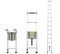 VEVOR Échelle Télescopique Aluminium, 5 m, Escabeau Extensible Capacité 190 kg, Pieds Antidérapants, Échelle Compacte Portable Pliable Rétraction Multi-Boutons, pour Réparation Maison Camping-Car