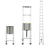 VEVOR Échelle Télescopique Aluminium, 6,2 m, Escabeau Extensible Capacité 190 kg, Pieds Antidérapants, Échelle Compacte Portable Pliable Rétraction Multi-boutons, pour Réparation Maison Camping-car