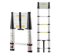 VEVOR Échelle Télescopique Aluminium 3,8 m Pliable Multifonctionnelle Rétraction à Un Bouton Capacité de Charge 150 kg Pieds Antidérapants Échelle pour Maison, Travaux Extérieurs, Grenier, Réparation