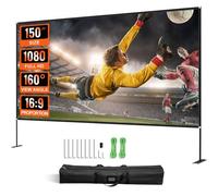 VEVOR Écran de Projection avec Support 150" 381 cm Toile de Projection sur Pied HD 16:9 336x190 cm Écran de Projecteur en Alu Vision Large 160° Portable Présentation Salle Multimédia Cinéma Plein Air