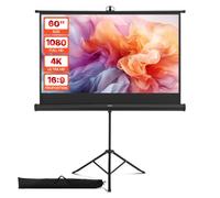 VEVOR Écran de Projection avec Trépied 152,4 cm 4K HD 16:9 Grand Angle 160°