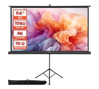VEVOR Écran de Projection avec Trépied de 213,4 cm, Toile de Projection Portable et Infroissable, Grand Angle de Vision 160°, 16:9 4K HD, avec Sac de Transport, pour Vidéoprojecteurs Cinéma Maison