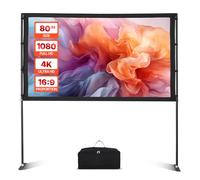VEVOR Écran de Projection de 203,2 cm avec 2 Pieds, Toile de Projection Portable et Infroissable, Grand Angle de Vision 160°, 16:9 4K HD, avec Sac de Transport, pour Vidéoprojecteurs Cinéma Maison