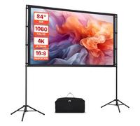 VEVOR Écran de Projection de 213,4 cm avec 2 Trépieds, Toile de Projection Portable et Infroissable, Grand Angle de Vision 160°, 16:9 4K HD, avec Sac de Transport, pour Vidéoprojecteurs Cinéma Maison