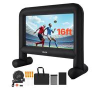 VEVOR Écran de Projection Gonflable Diagonale de 488 cm, Format 16:9, 600D, Lavable, avec Sac de Rangement Portable, Installation Facile, pour Extérieur, Cinéma Maison, Soirée à Thème, Piscine