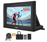 VEVOR Écran de Projection Gonflable Diagonale de 488 cm, Format 16:9, en 600D Lavable, avec Sac de Rangement Portable, Installation Facile, pour Extérieur, Cinéma Maison, Soirée à Thème, Jardin