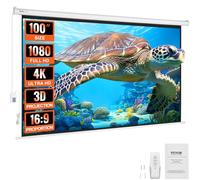VEVOR Écran de Projection Motorisé 100 Pouces 16:9 HD 4K 1080 Toile de Projection Anti-Plis avec Télécommande Grand Angle de Vision Montage Mural Direct pour Vidéoprojecteurs Cinéma Maison Intérieur