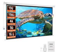 VEVOR Écran de Projection Motorisé 254 cm 16:9 HD 4K 1080 Toile de Projection Anti-Plis avec Télécommande Grand Angle de Vision Montage Mural Direct pour Vidéoprojecteurs Cinéma Maison Intérieur