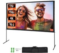 VEVOR Écran de Projection sur Pied 120 pouces 16:9 HD Toile de Projection Portable Double Face Anti-Plis Grand Angle de Vision avec Sac de Rangement pour Vidéoprojecteurs Cinéma Maison et en Plein Air