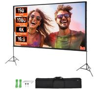 VEVOR Écran de projection sur pied 381 cm 16:9 HD – toile double-face anti-plis, sac de rangement
