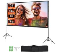 VEVOR Écran de Projection sur Pied Portable 120 pouces 16:9 HD Toile de Projection Double Face Anti-Plis Grand Angle de Vision avec Sac de Rangement pour Vidéoprojecteurs Cinéma Maison et en Plein Air