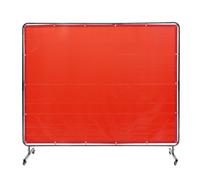 VEVOR Écran de Soudage avec Cadre Rideau de Soudure sur 4 Roues Rouge 1,8x2,4 m