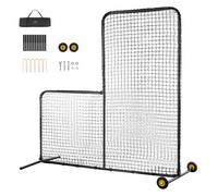 VEVOR Écran Protecteur de Baseball en Forme de L, Filet de Protection de Softball 213x213 cm, Portable avec Sac de Transport, Roues, Piquets de Sol, Équipement pour Cage de Frappeurs Lanceurs