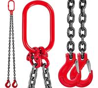 VEVOR Élingue à chaîne 10 mm 1,5 m double pieds avec crochets de maintien en acier, capacité 4 T, chaîne à double jambe, grade 80 pour levage usines, chantiers de construction, mines, ports, bâtiment