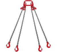 VEVOR Élingue Chaîne de Levage à 4 Brins avec Crochets et Ajusteurs, 8 mm x 300 cm, Capacité de Charge 5000 kg, Grade 80, pour Chariot Élévateur, Palan à Moteur, Quai, Chantier de Construction, Usine