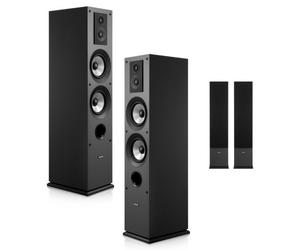VEVOR Enceinte Colonne Paire Passive Tour de Son 3 Voies, avec Tweeter 19 mm 25,4 mm, Woofer 133,4 mm, Puissance de Crête 145 W, Réponse en Fréquence 70 Hz à 20 kHz, Boîtier MDF, pour Système Audio Do