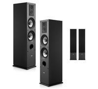 VEVOR Enceinte Colonne Paire Tour de Son 3 Voies, avec Tweeter 19 mm 25,4 mm, Woofer 133,4 mm, Puissance de Crête 145 W, Réponse en Fréquence 70 Hz à 20 kHz, Boîtier MDF, pour Système Audio Domestique