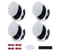 VEVOR Enceinte Encastrable Plafond Bluetooth 165,1 mm Enceintes de Plafond 4 PCS pour Intérieur Humide, Home Cinéma, Salon, Porche Couvert, avec Amplificateur, 2 Voies à Montage Affleurant Filaire