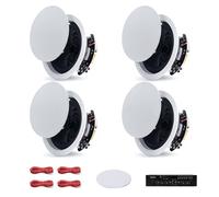 VEVOR Enceinte Encastrable Plafond Bluetooth 165,1 mm Enceintes de Plafond 4 PCS pour Intérieur Humide, Home Cinéma, Salon, Porche Couvert, avec Amplificateur, 2 Voies à Montage Affleurant Filaire