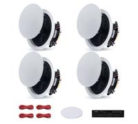 VEVOR Enceinte Encastrable Plafond Bluetooth 165,1 mm Enceintes de Plafond 4 PCS pour Intérieur Humide, Home Cinéma, Salon, Porche Couvert, avec Amplificateur, 2 Voies à Montage Affleurant Filaire