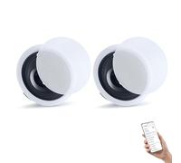 VEVOR Enceinte Encastrable Plafond Bluetooth 203,2 mm Enceintes de Plafond avec Amplificateur pour Intérieur Humide, Home Cinéma, Salon, 1 Paire 2 Voies Montage Affleurant, Puissance Crête Simple 50 W