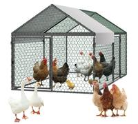 VEVOR Enclos Poulailler en Métal 1 x 2 x 1 m Parc à 4-6 Poules Grillagé avec Couverture, Toit en Pente, Double Porte, Petite Cage Extérieur pour Poules, Canards, Lapins, Volailles, de Jardin, Ferme
