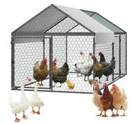 VEVOR Enclos Poulailler en Métal 1 x 2 x 1 m Parc à 4-6 Poules Grillagé avec Couverture, Toit en Pente, Double Porte, Petite Cage Extérieur pour Poules, Canards, Lapins, Volailles, de Jardin, Ferme