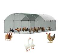 VEVOR Enclos Poulailler Métal 2,7 x 7,6 x 2 m Parc à Poules Grillagé avec Couverture, Structure Robuste, Toit en Dôme, Grande Cage Extérieur pour Poules, Canards, Lapins, Volailles, de Jardin, Ferme