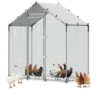 VEVOR Enclos Poulailler en Métal 2 x 1 x 2 m Parc à Poules Grillagé avec Couverture, Structure Robuste, Toit en Pente, Grande Cage Extérieur pour Poules, Canards, Lapins, Volailles, de Jardin, Ferme