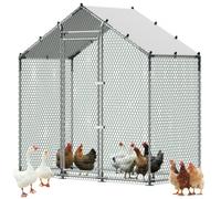 VEVOR Enclos Poulailler en Métal 2 x 1 x 2 m Parc à Poules Grillagé avec Couverture, Structure Robuste, Toit en Pente, Grande Cage Extérieur pour Poules, Canards, Lapins, Volailles, de Jardin, Ferme