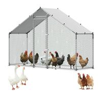 VEVOR Enclos Poulailler en Métal 3 x 1 x 2 m Parc à Poules Grillagé avec Couverture, Structure Robuste, Toit en Pente, Grande Cage Extérieur pour Poules, Canards, Lapins, Volailles, de Jardin, Ferme