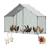 VEVOR Enclos Poulailler en Métal 3 x 1 x 2 m Parc à Poules Grillagé avec Couverture, Structure Robuste, Toit en Pente, Grande Cage Extérieur pour Poules, Canards, Lapins, Volailles, de Jardin, Ferme