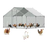 VEVOR Enclos Poulailler en Métal 3 x 3 x 2 m Parc à Poules Grillagé avec Couverture, Structure Robuste, Toit en Pente, Grande Cage Extérieur pour Poules, Canards, Lapins, Volailles, de Jardin, Ferme