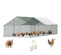 VEVOR Enclos Poulailler en Métal 3 x 8 x 2 m Parc à Poules Grillagé avec Couverture, Verrou de Sécurité, Toit en Pente, Grande Cage Extérieur pour Poules, Canards, Lapins, Volailles, de Jardin, Ferme