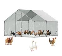 VEVOR Enclos Poulailler en Métal 3x3x2 m Parc Grillagé pour Poules, Canards, Lapins, Oies, Usage Extérieur, Jardin, Ferme, avec Bâche Imperméable, Cadre Robuste, Toit en Pente, Porte Verrouillable