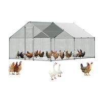 VEVOR Enclos Poulailler en Métal, 3x4x2 m, Grand Parc Grillagé avec Couverture, Toit en Pente avec Serrure de Sécurité, Cage Extérieur pour Poules, Canards, Lapins, Volailles, de Jardin, Ferme, Cour