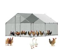 VEVOR Enclos Poulailler en Métal, 3x4x2 m, Grand Parc Grillagé avec Couverture, Toit en Pente avec Serrure de Sécurité, Cage Extérieur pour Poules, Canards, Lapins, Volailles, de Jardin, Ferme, Cour